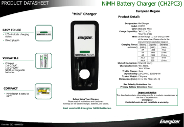 Energizer CH2PC3 User's Manual | Manualzz