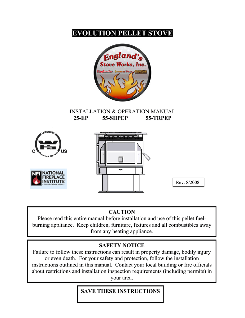 England's Stove Works 25-EP User's Manual | Manualzz