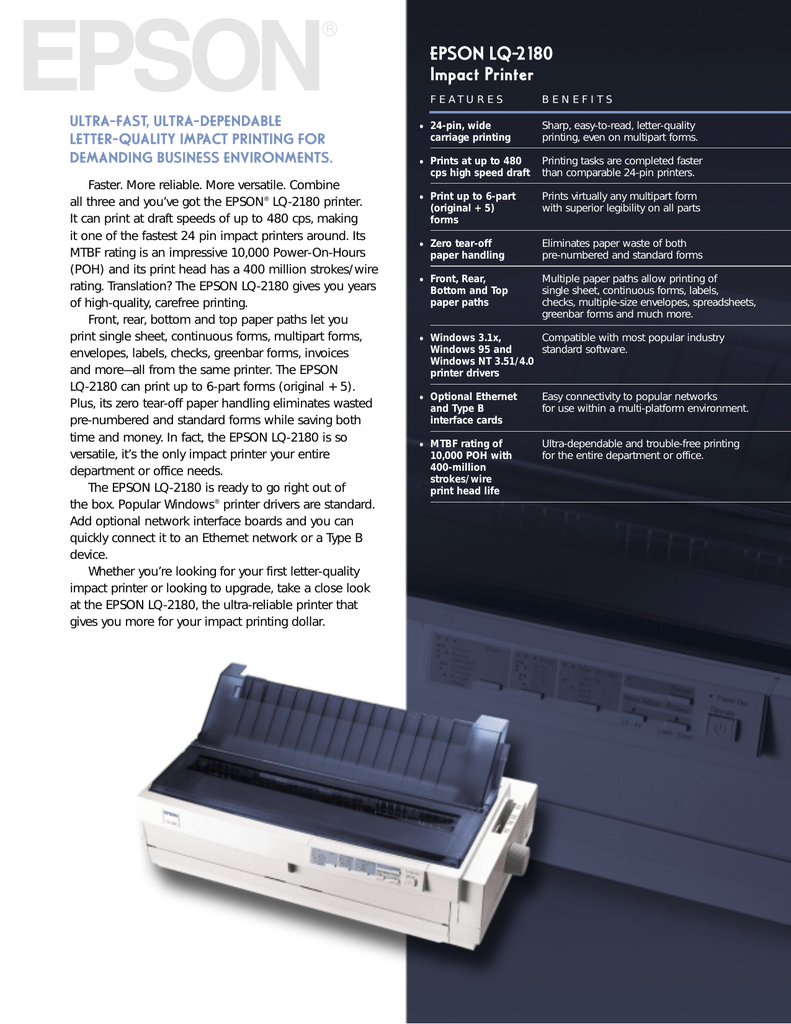 Epson LQ-2180 Product Brochure | Manualzz