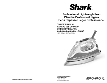 Euro Pro Gi468c Iron User Manual Manualzz Iron Gi468c User Manual, Shark Lightweight Professional Iron 1500 Watts Manual