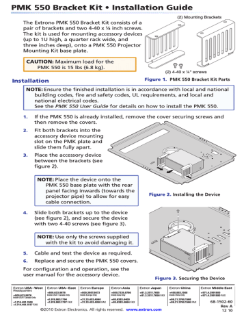 Extron electronic Extron Electronics Projector PMK 550 Installation guide | Manualzz