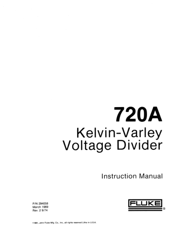 Fluke 720A User's Manual | Manualzz