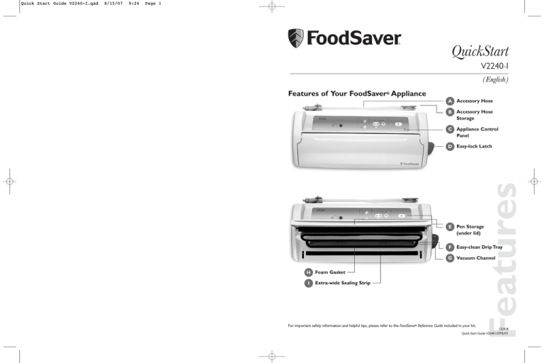 FoodSaver V2240-I Manual de usuario | Manualzz
