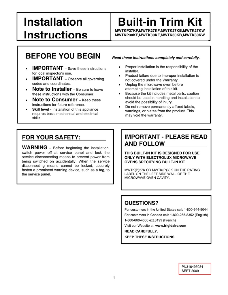 Frigidaire Fgmo205kf Installation Instructions Manualzz Fgmo205kf Installation Instructions