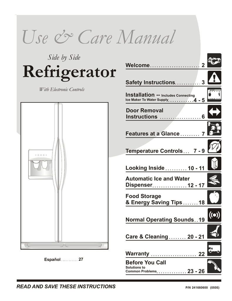 Frigidaire FRS6B5EEQ2, GLHS69EEPB, GLHS68EESB, PLHS67EESB, GLHS67EEPB