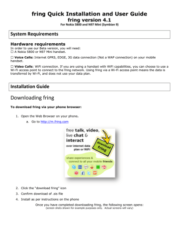 Fring N97 User Guide | Manualzz