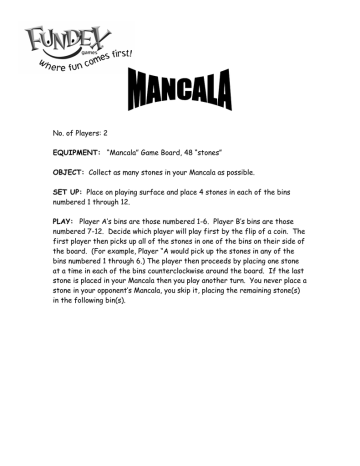 Fundex Games Mancala User S Manual Manualzz Fundex Games Mancala User S Manual Manualzz