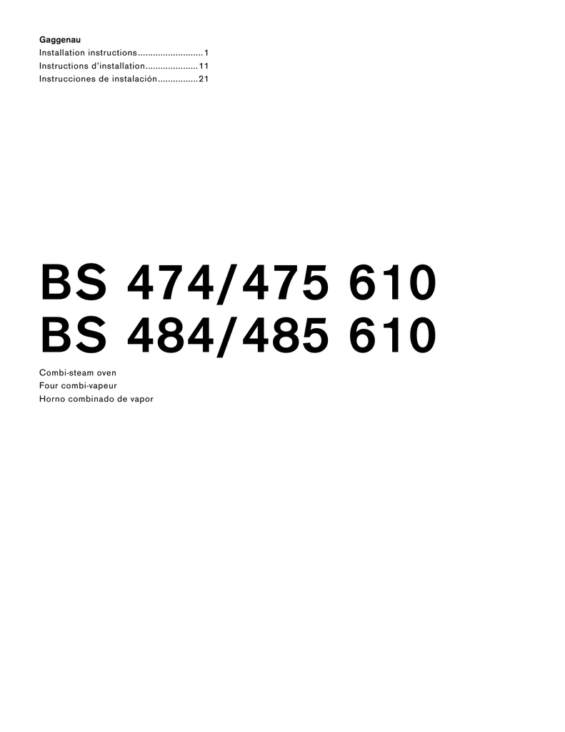Gaggenau Combi-steam oven BS 474 User's Manual | Manualzz