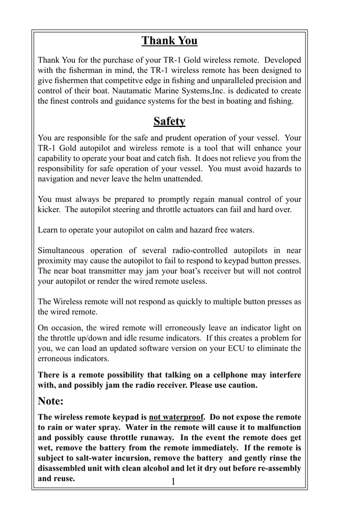 nautamatic tr 1 autopilot manual Tr1 autopilot installation pilot from infoimages. Com.