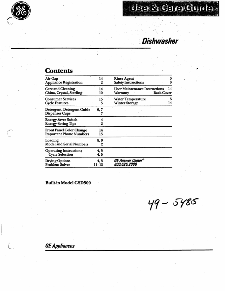 Ge Gsd500 User S Manual Manualzz