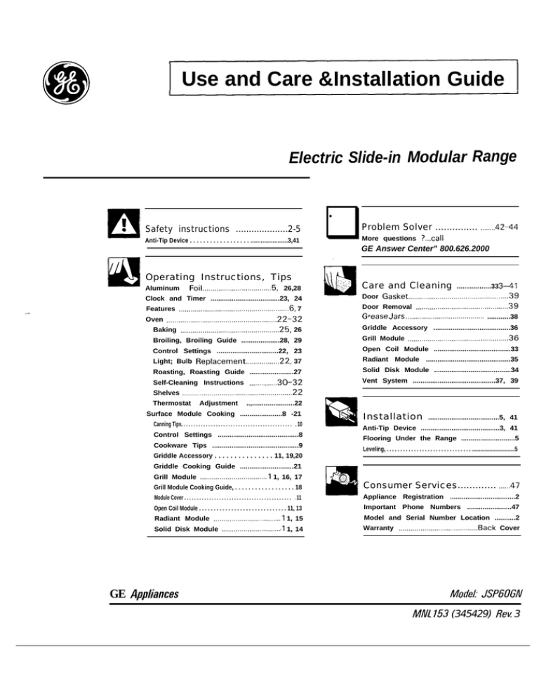 Ge Jsp60gn User S Manual Manualzz