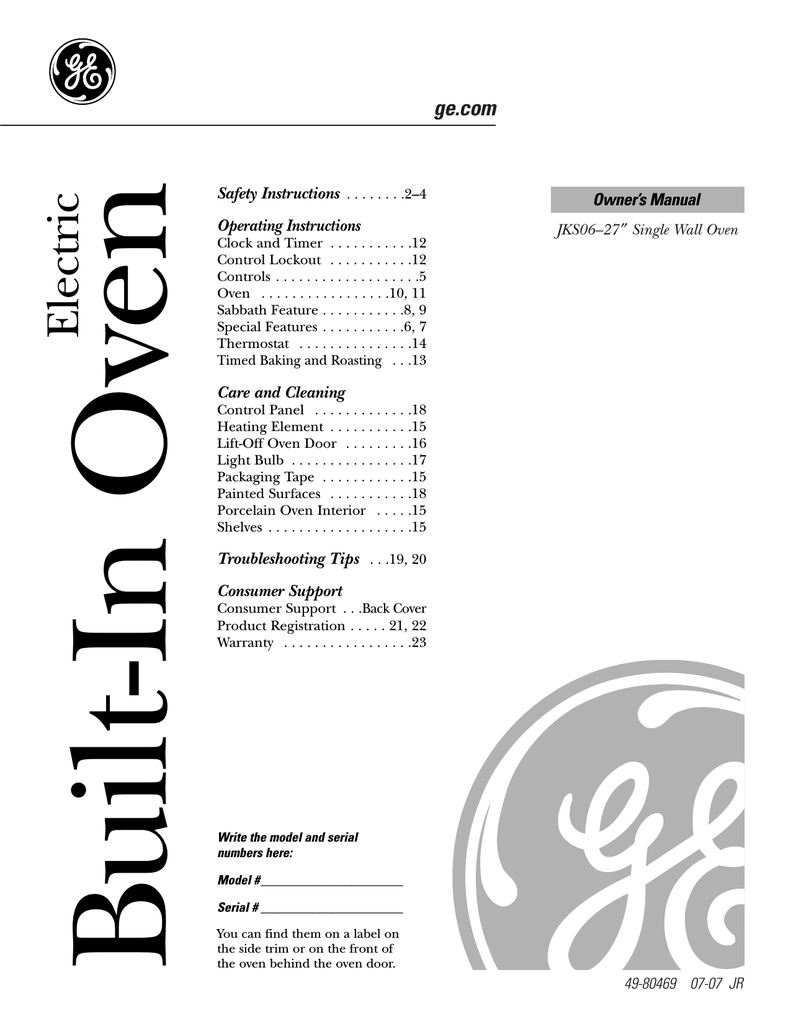 Ge Jks06 User S Manual Manualzz Com