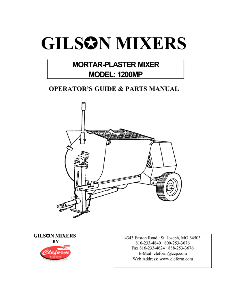 Gilson MORTARPLASTER 1200MP User manual Manualzz