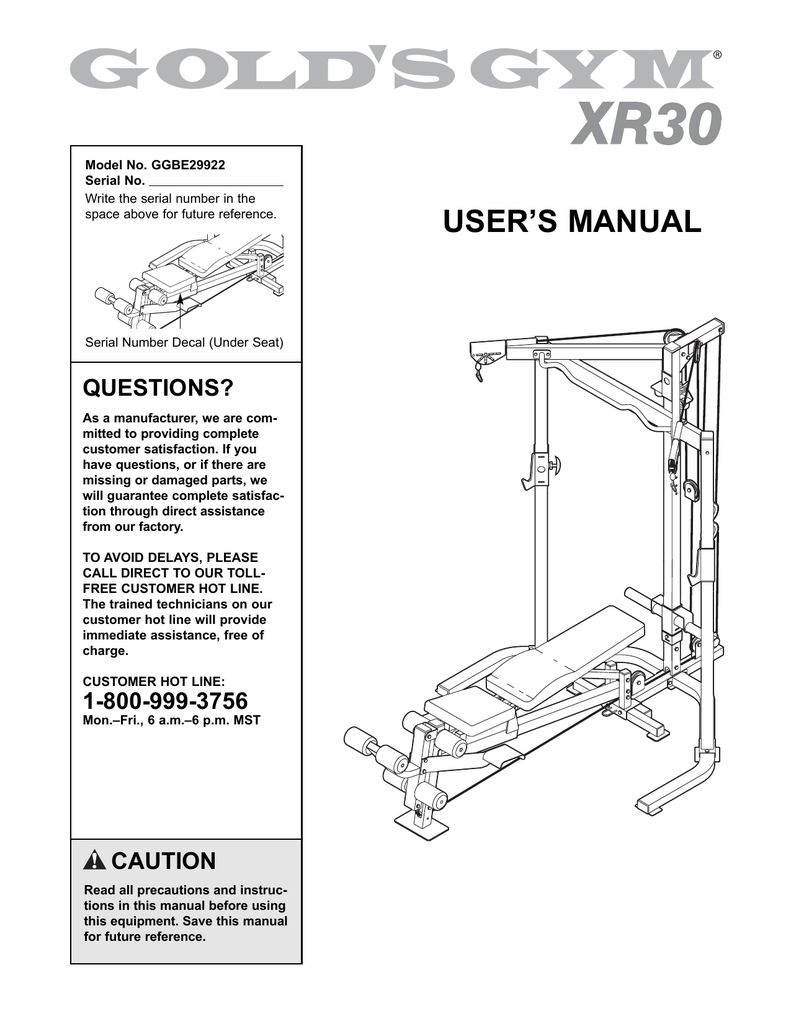Gold's gym elliptical online 310 manual