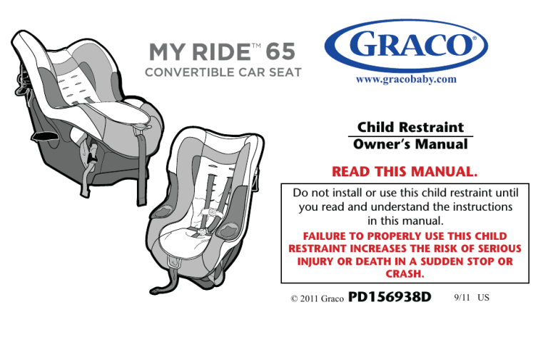 Graco Pd156938d User Manual Manualzz - Graco Mysize 65 Convertible Car Seat Manual