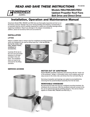 Greenheck Fan RBUMO Installation, Operation And Maintenance Manual ...