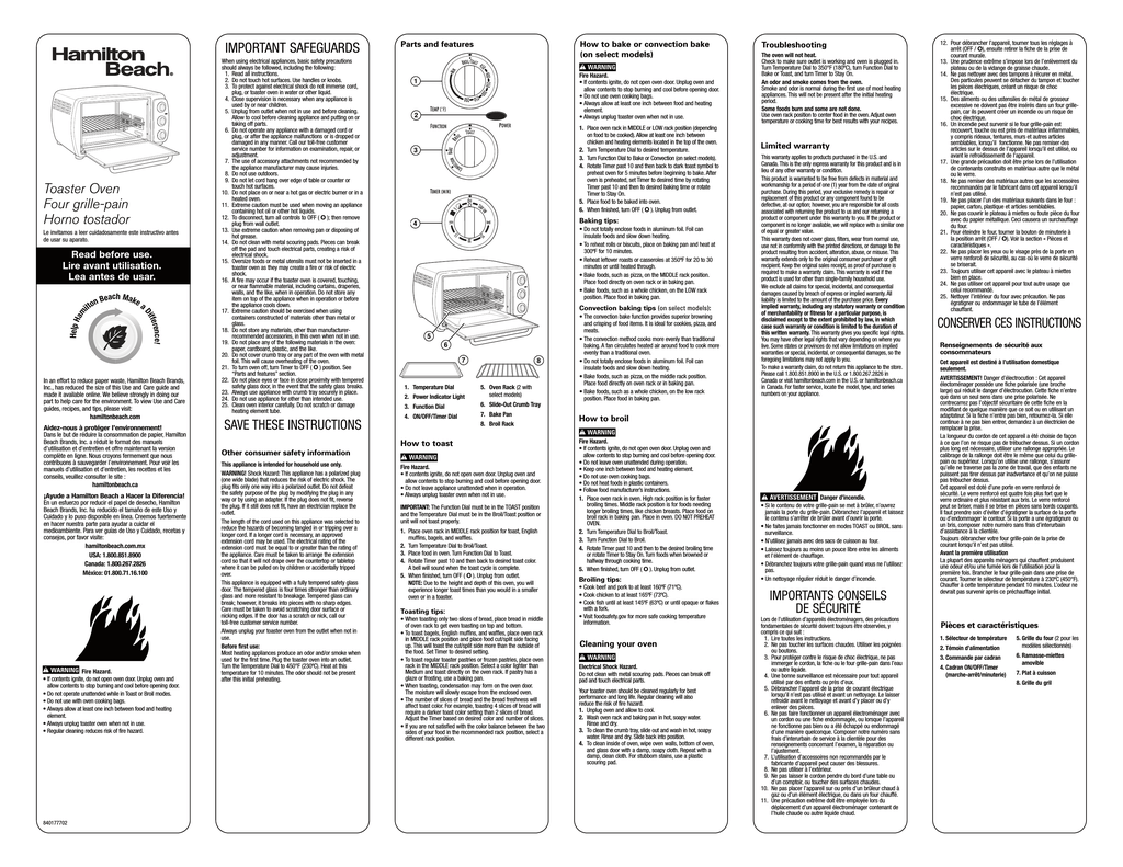 Hamilton Beach 31207 User's Manual | Manualzz
