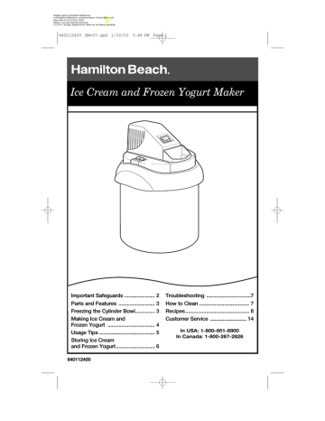 Hamilton Beach User Manual