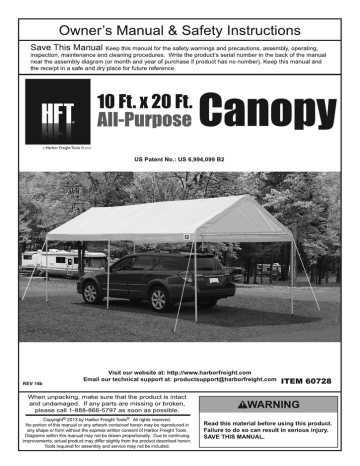 Portable Car Canopy Manual, Harbor Freight 10 X 20 Portable Garage