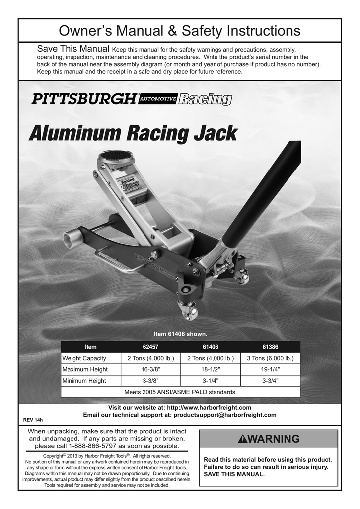 Harbor Freight Tools 2 Ton Aluminum Racing Floor Jack With