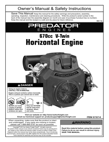 Honda 22 HP 670 CC Predator V-Twin Engine Horizontal Inch Shaft ...