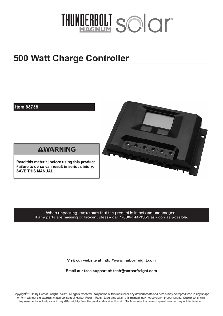 Harbor Freight Tools 30 Amp Solar Charge Controller Product Manual Manualzz