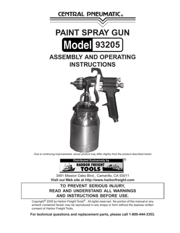 Harbor Freight Tools 32 oz. General Purpose Air Spray Gun Assembly and Operating Instructions | Manualzz