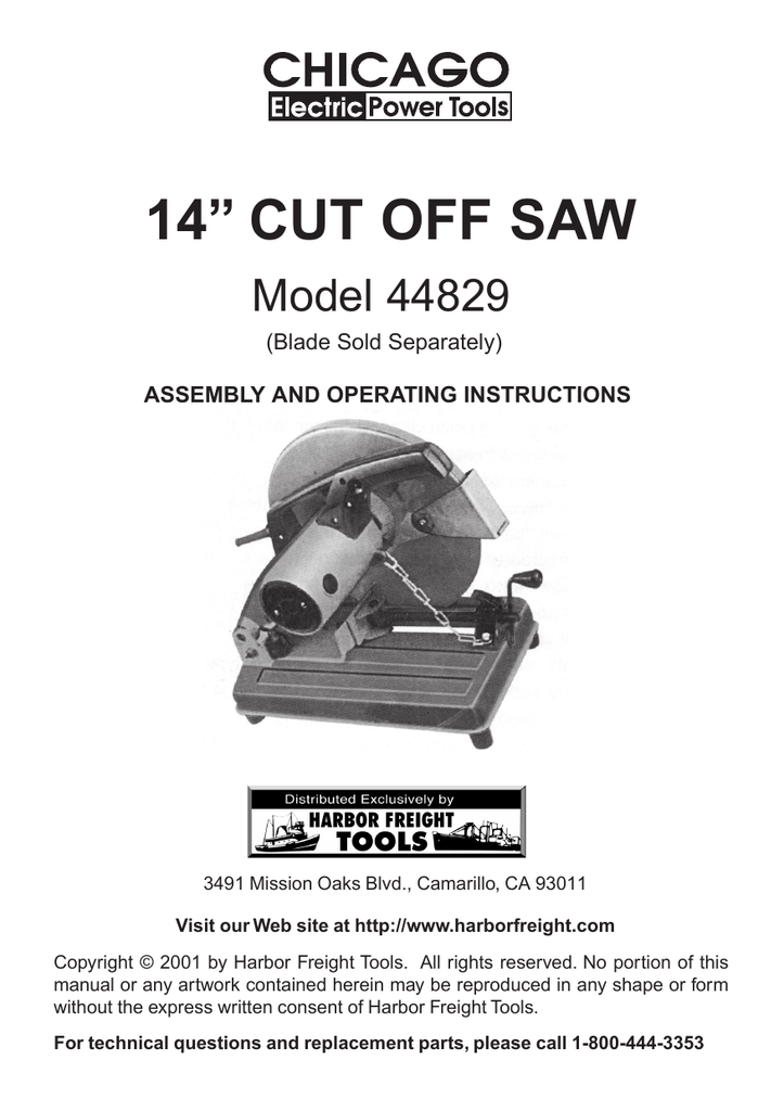 Harbor Freight Tools 44829 User S Manual Manualzz