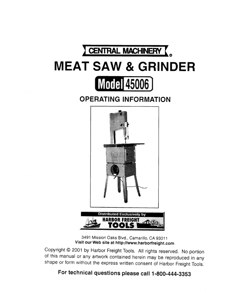 harbor freight meat saw and grinder