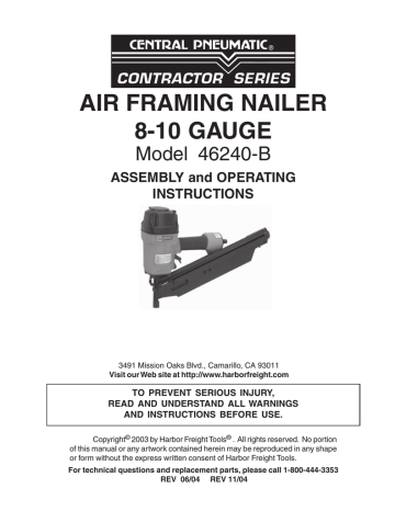 Harbor Freight Tools 46240-B Assembly and Operating Instructions | Manualzz