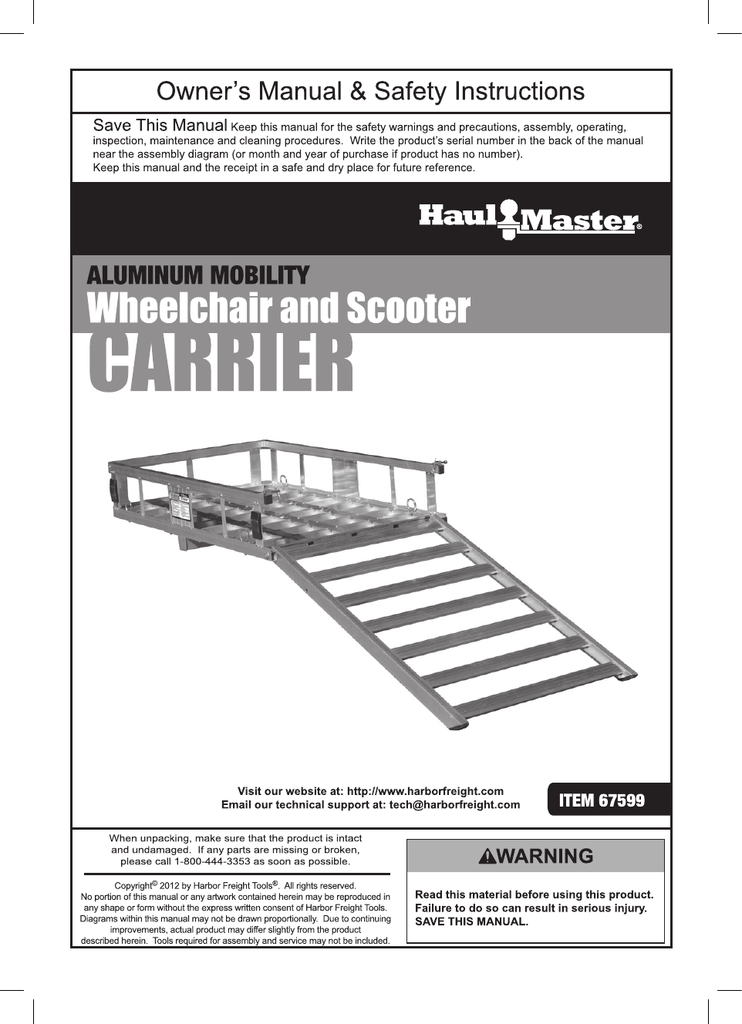 Harbor Freight Tools 500 Lb Capacity Aluminum Mobility