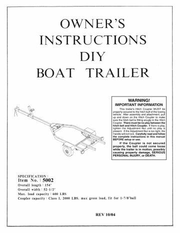harbor freight boat trailer parts