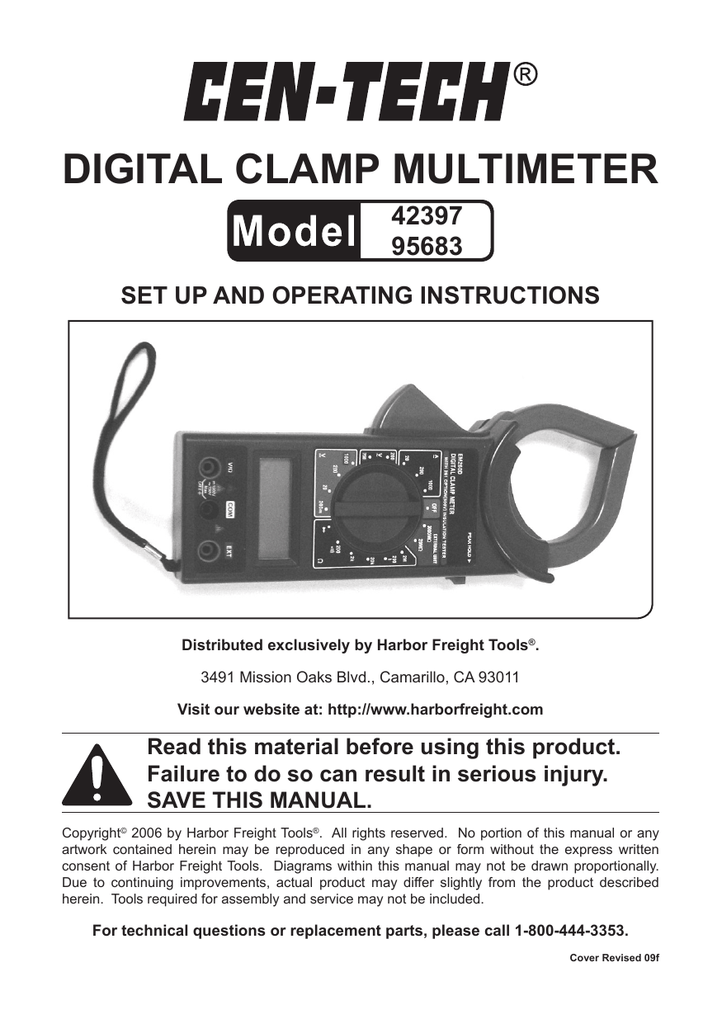 Cen Tech Digital Multimeter Manual