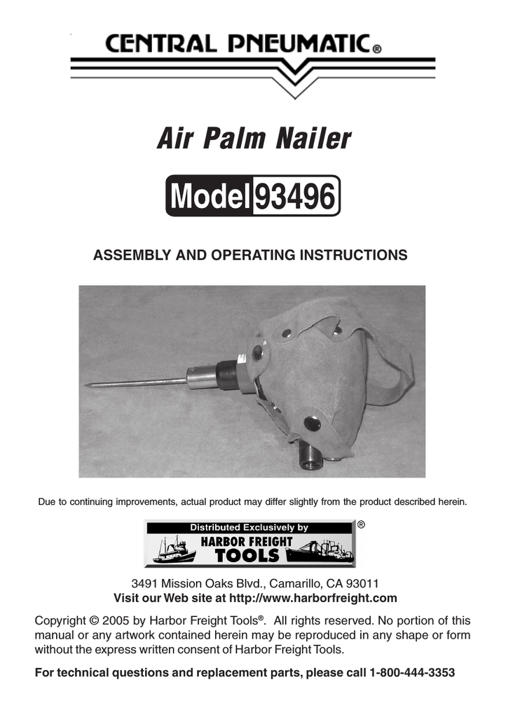 Harbor Freight Tools 93496 User S Manual Manualzz