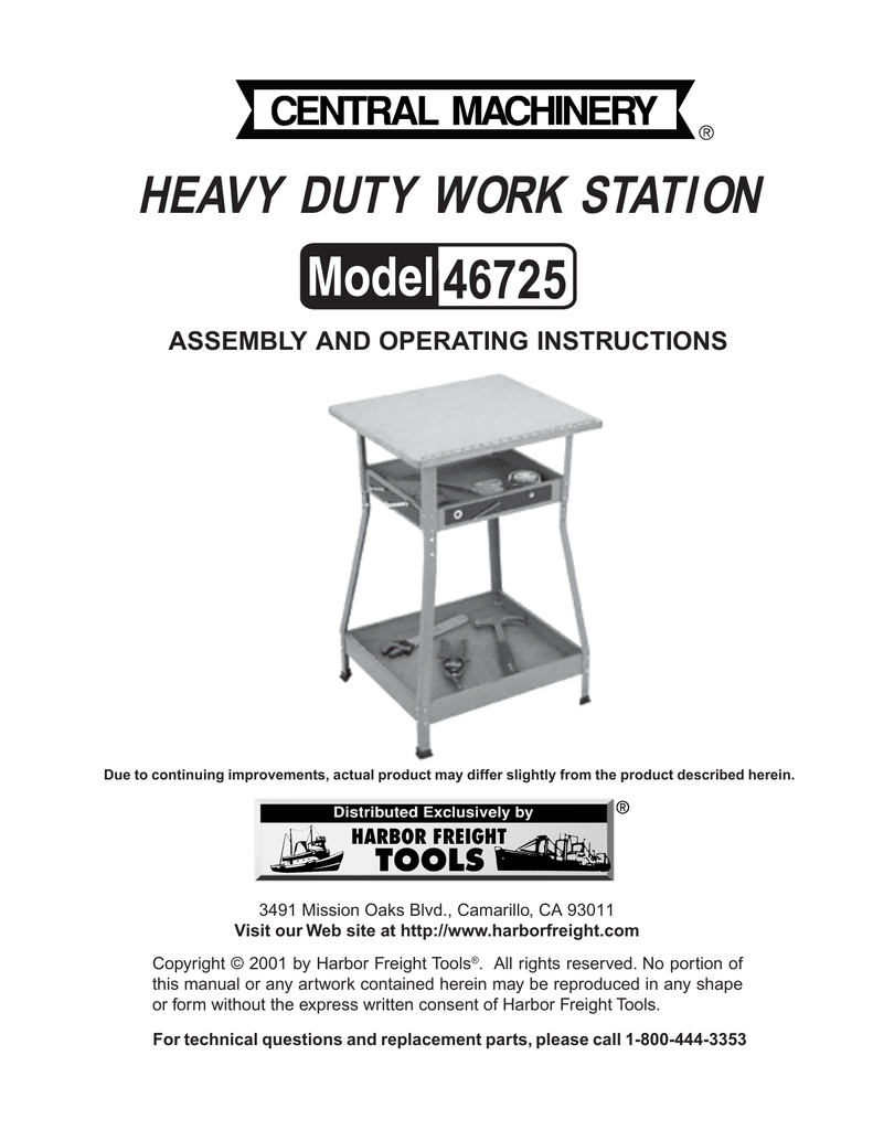 Harbor Freight Tools Adjustable Height Heavy Duty Workstation Product