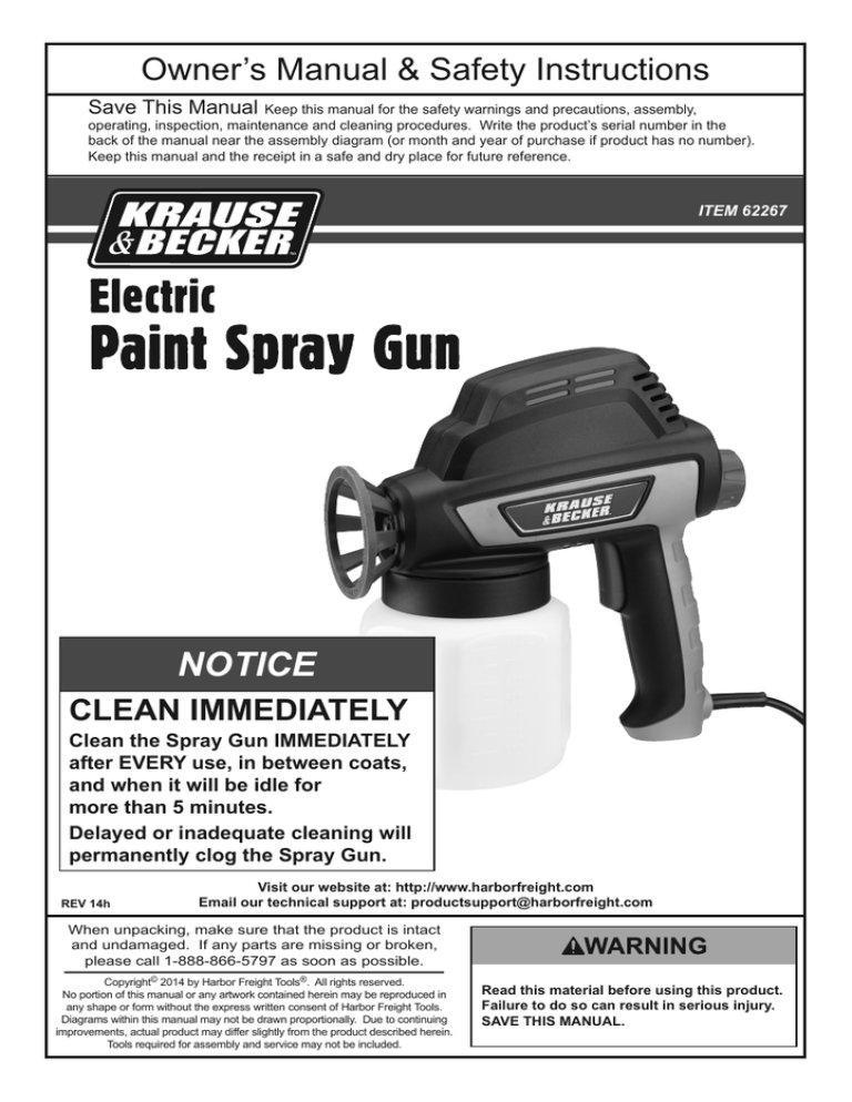 Harbor Freight Tools Electric Paint Spray Gun User manual Manualzz