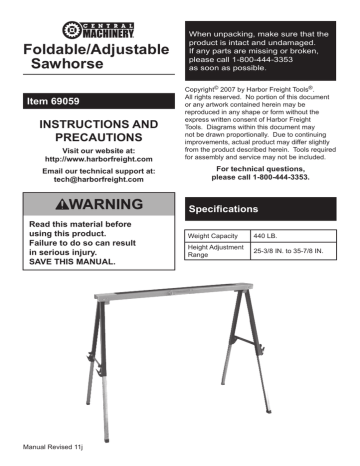 Central Machinery 69059 Foldable 