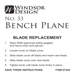 Windsor Design Bench Plane No. 33 User Manual