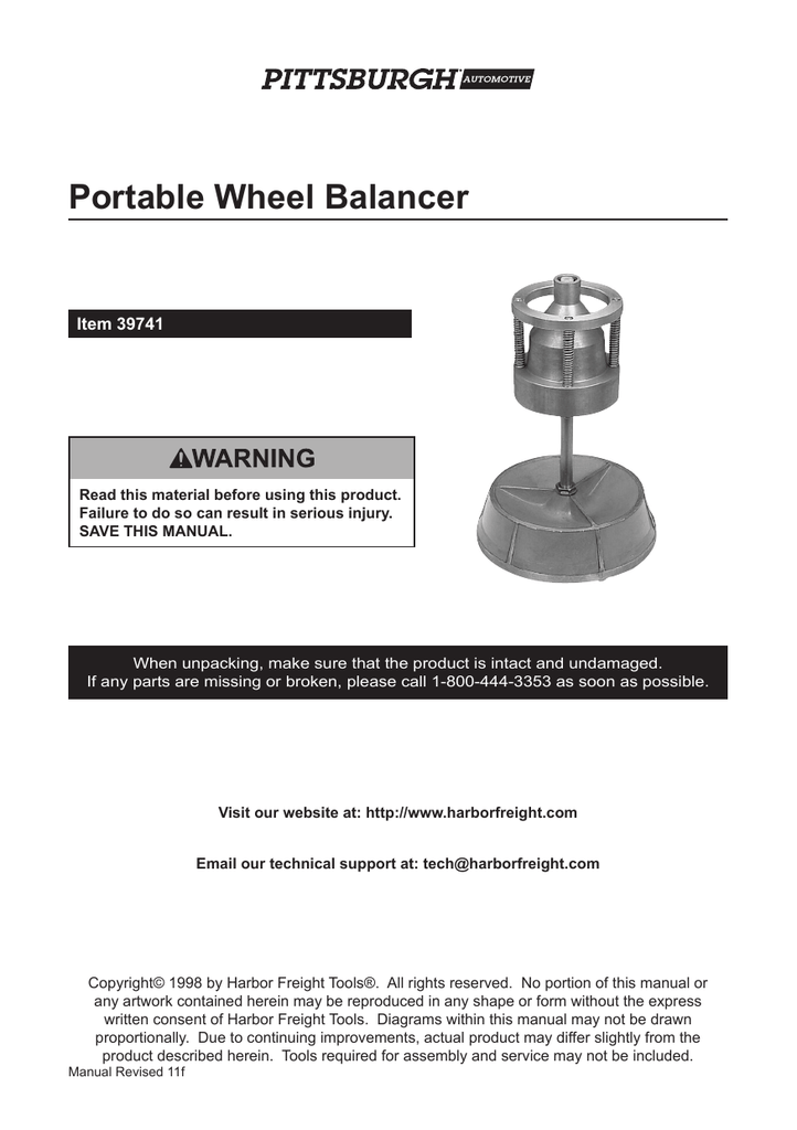 Pittsburgh automotive best sale portable wheel balancer