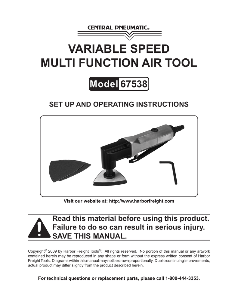 Harbor Freight Tools Variable Speed Multifunction Air Tool Product Manual Manualzz