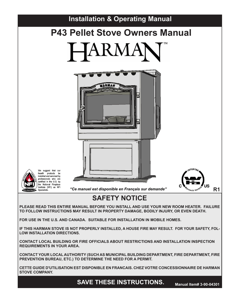 Harman Stove Company P43 User manual Manualzz