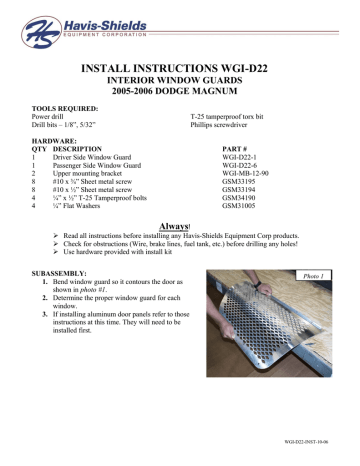 Havis-Shields WGI-D22 Install Instructions | Manualzz