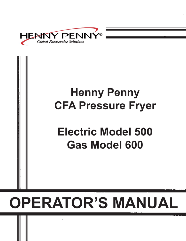 Henny Penny CFA 500 User manual | Manualzz