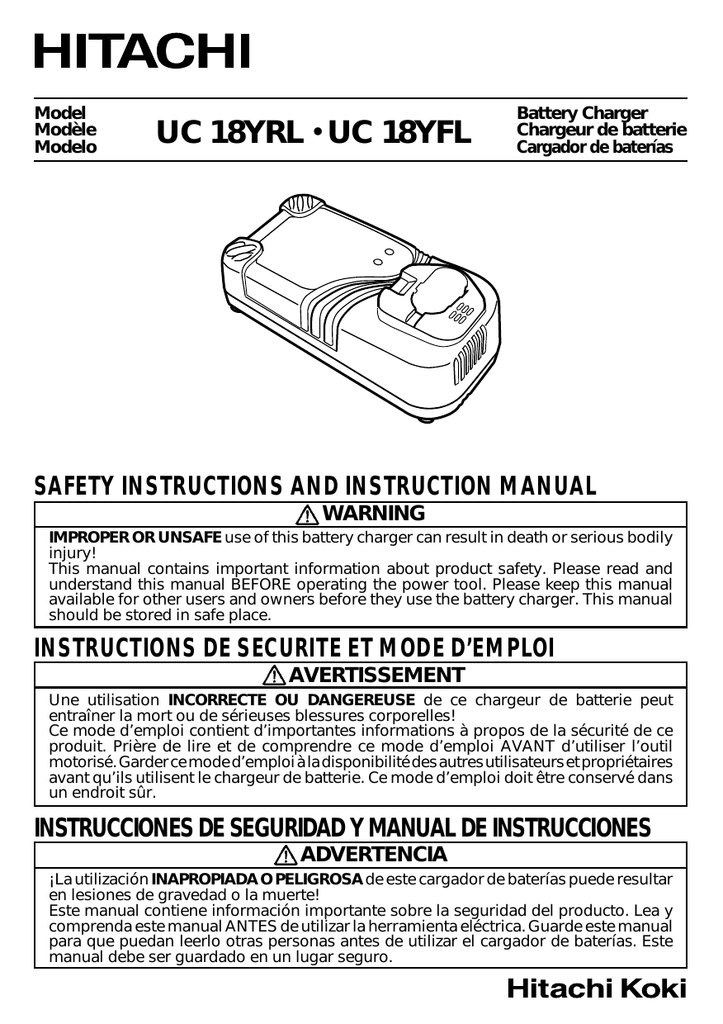 Hitachi UC 18YRL, UC 18YFL User manual | Manualzz