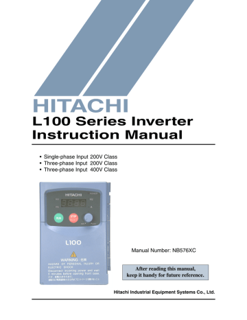 Hitachi L100 Instruction manual | Manualzz