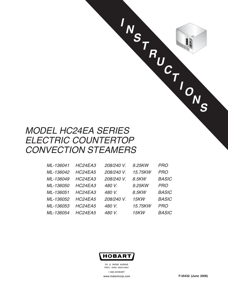 Hobart HC24EA3 User's Manual | Manualzz