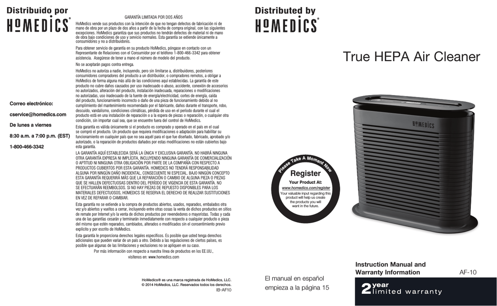 HoMedics AF10 User manual Manualzz