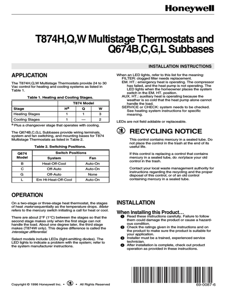 54 Q674l Thermostat Wiring - Wiring Diagram Harness