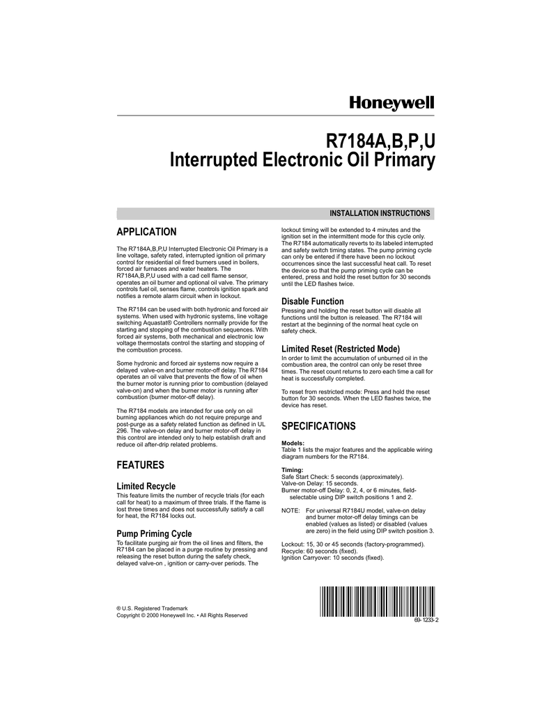 Honeywell R7184p User S Manual Manualzz