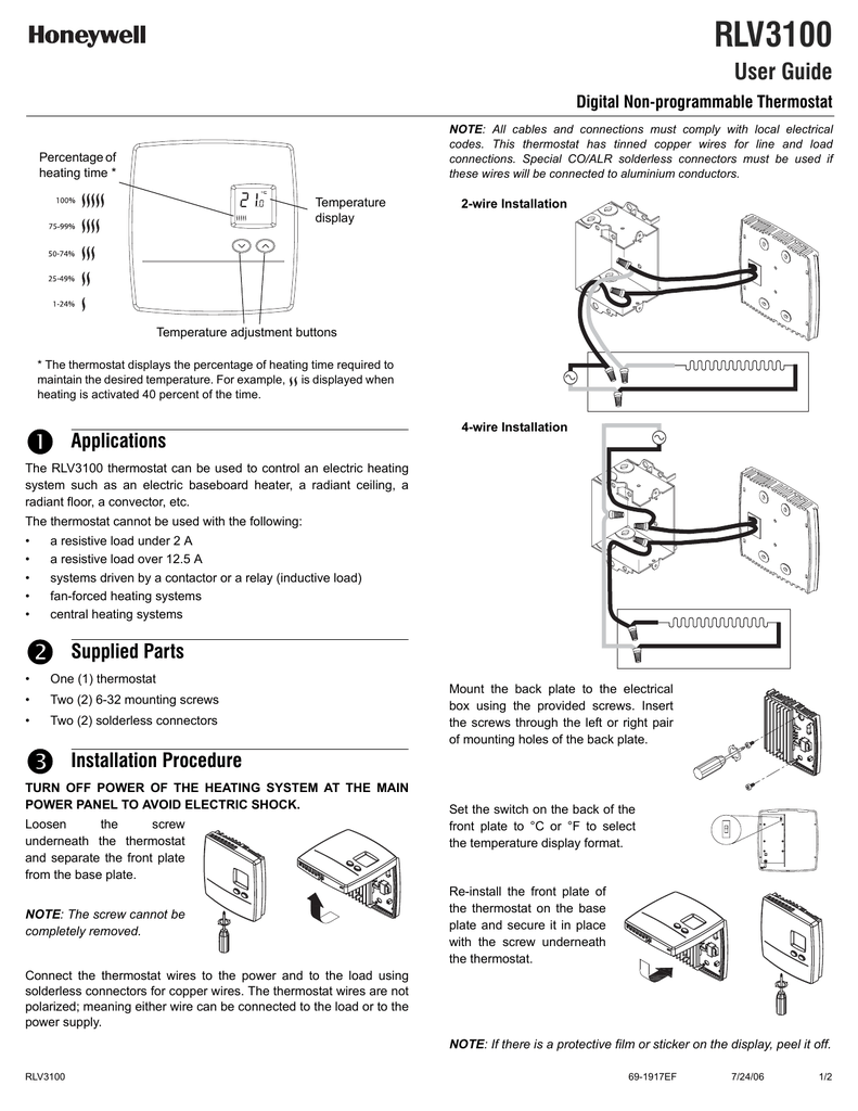 Honeywell Manual Electric Baseboard Thermostat Wiring Diagram - Wiring Diagram